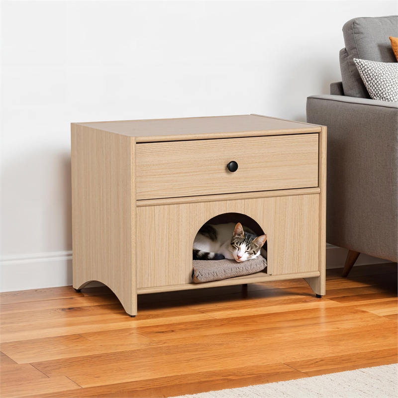 Furniture of America Cole Wood Natural 1-Drawer Pet-Friendly Design Side Table