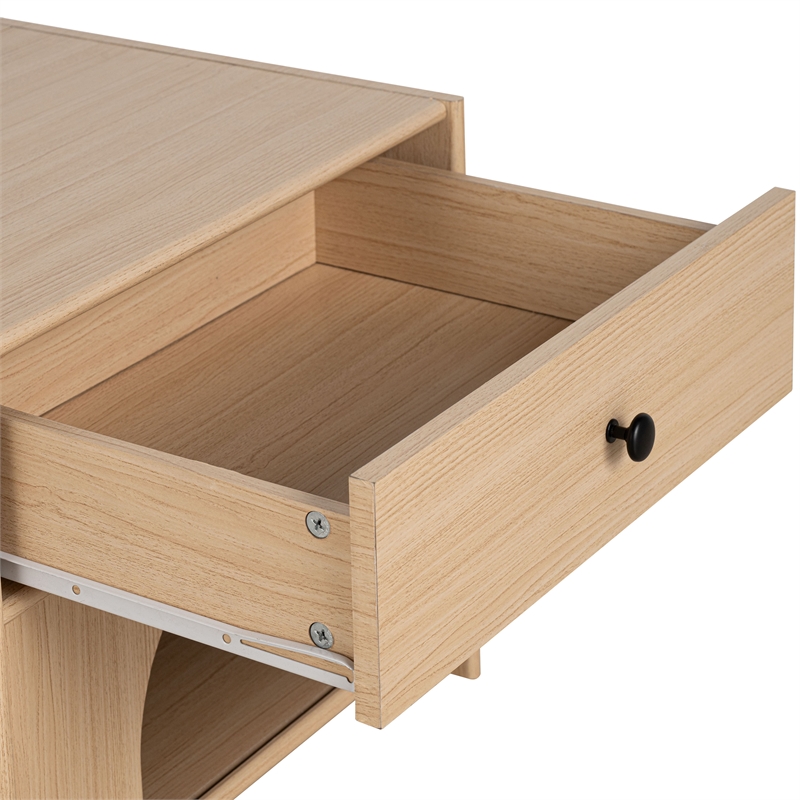 Furniture of America Cole Wood Natural 1-Drawer Pet-Friendly Design Side Table