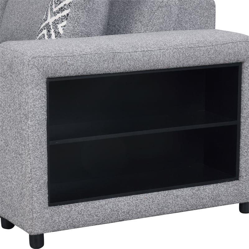 Furniture of America Nuesi Fabric Sleeper Sectional with Left Chaise in Gray