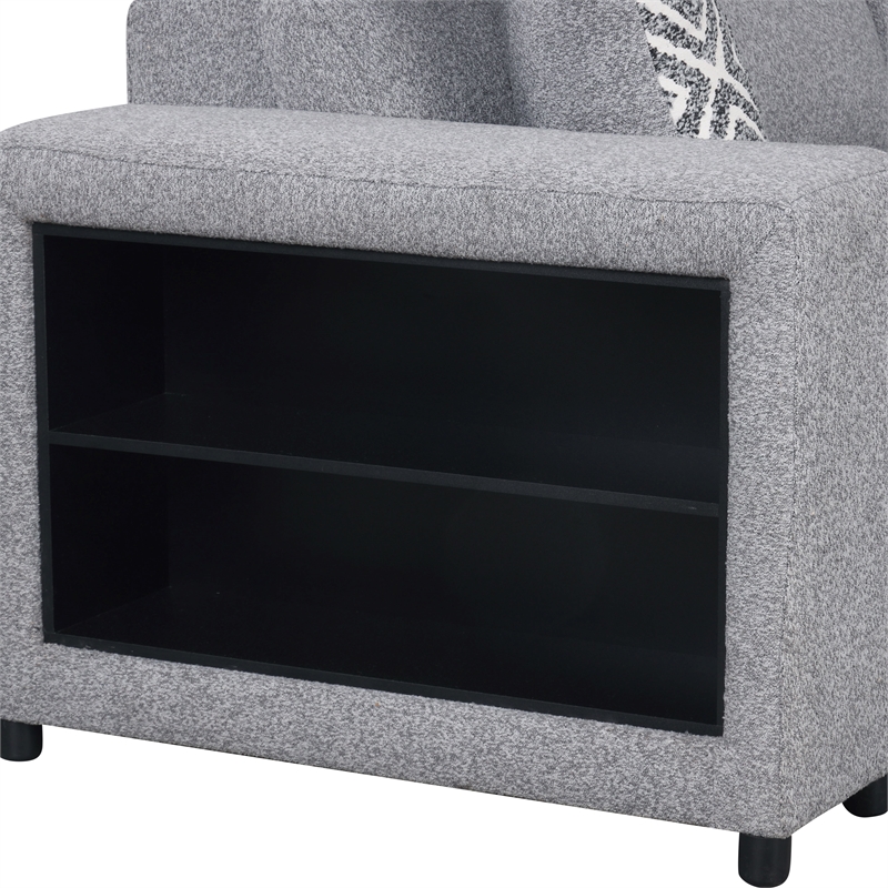 Furniture of America Nuesi Fabric Sleeper Sectional with Right Chaise in Gray