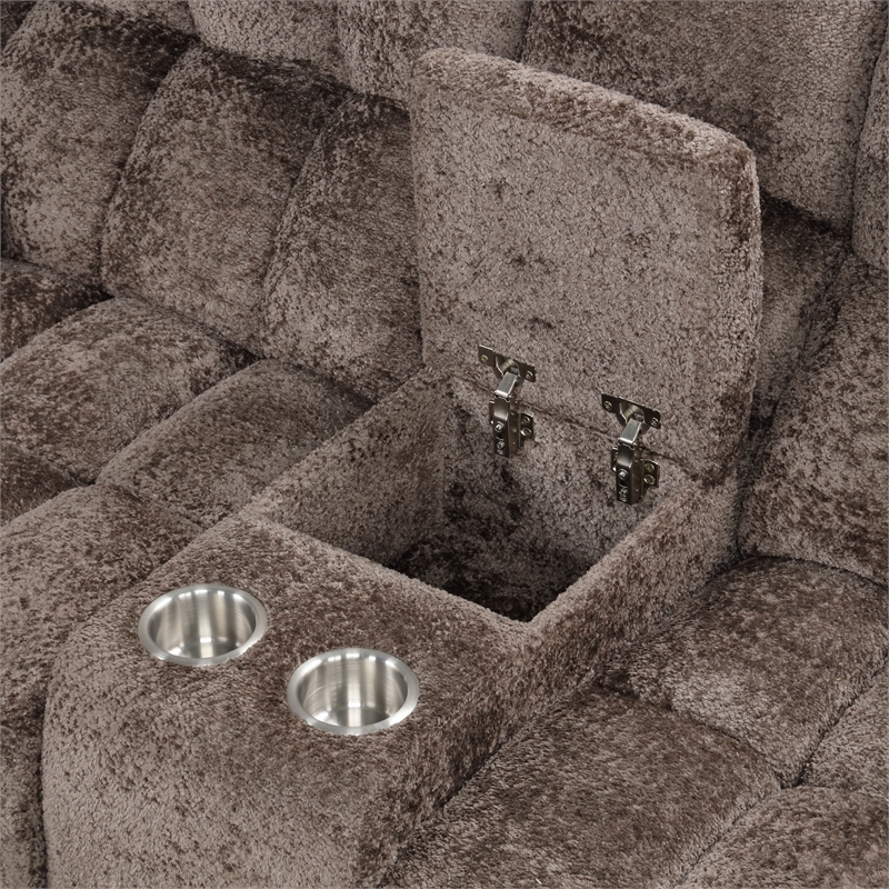 Furniture of America Bello Fabric 2-Piece Manual Reclining Sofa Set in Brown