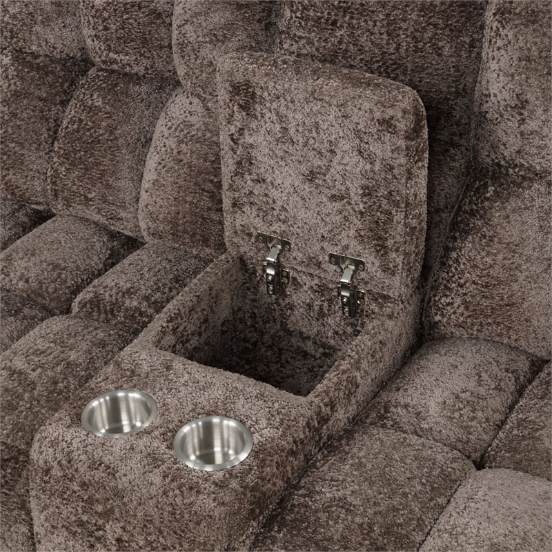 Furniture of America Bello Brown Fabric Power Reclining Sectional with USBs