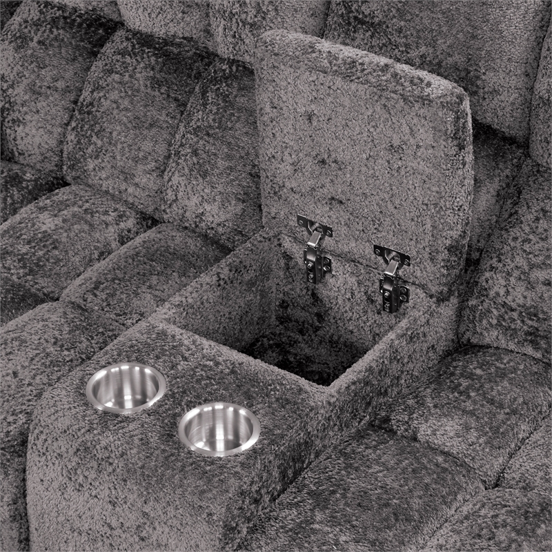 Furniture of America Bello Fabric 2-Piece Manual Reclining Sofa Set in Dark Gray