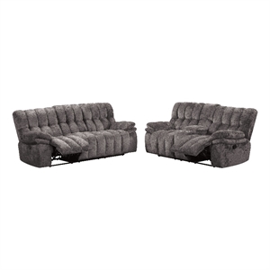 Furniture of America Bello Fabric 2-Piece Manual Reclining Sofa Set in Dark Gray