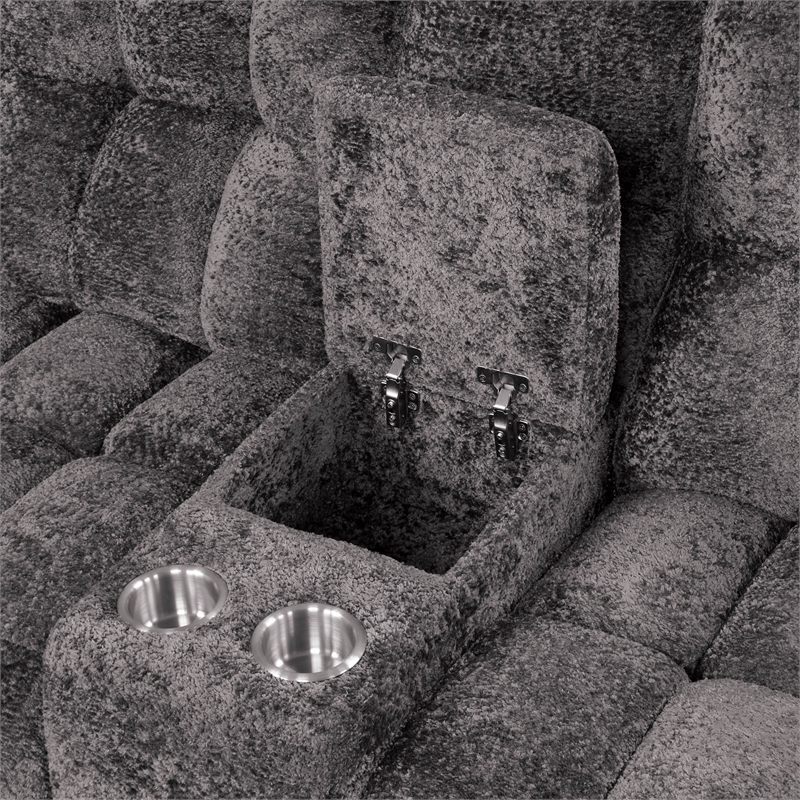 Furniture of America Bello Dark Gray Fabric Power Reclining Sectional with USBs