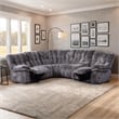 Furniture of America Bello Dark Gray Fabric Power Reclining Sectional with USBs