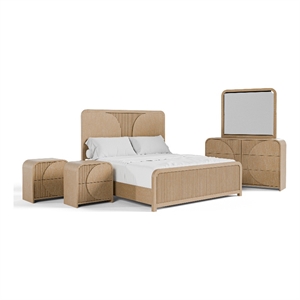 Furniture of America Tissen Wood King 5-Piece Bedroom Set in Natural