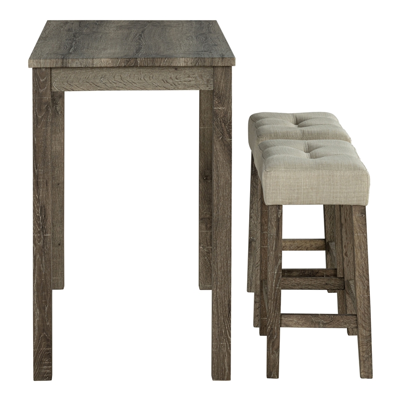 Furniture of America Surtop Wood 3-Piece Counter Dining Table Set in Brown