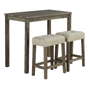 Furniture of America Surtop Wood 3-Piece Counter Dining Table Set in Brown