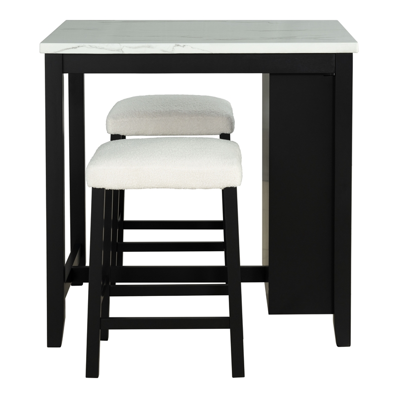 Furniture of America Clouden Wood 3-Piece Counter Dining Table Set in Black