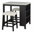 Furniture of America Clouden Wood 3-Piece Counter Dining Table Set in Black