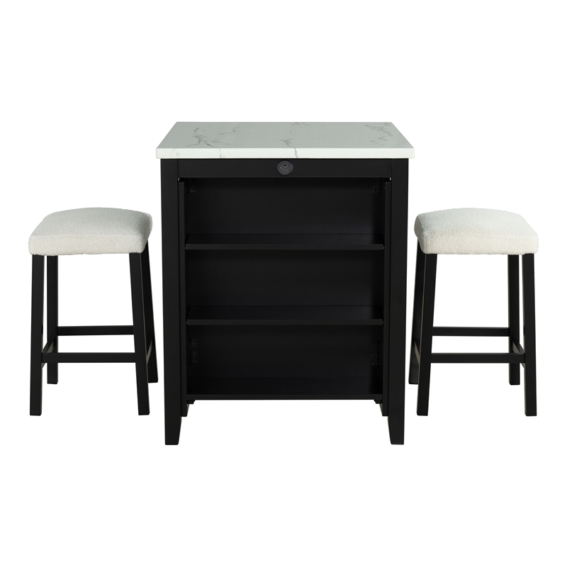 Furniture of America Clouden Wood 3-Piece Counter Dining Table Set in Black