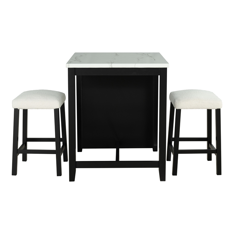 Furniture of America Clouden Wood 3-Piece Counter Dining Table Set in Black