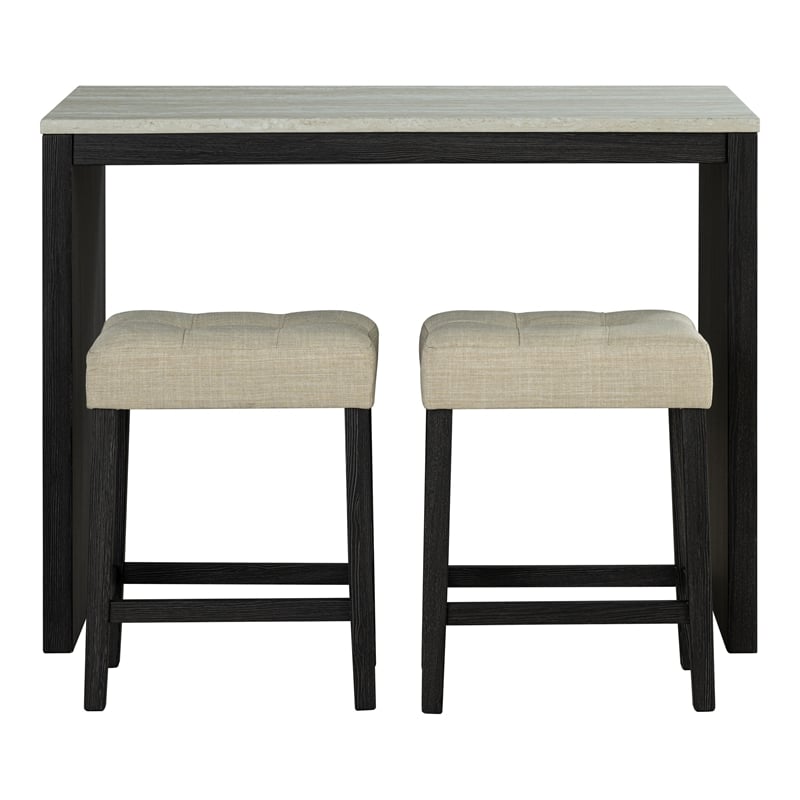 Furniture of America Isgan Wood 3-Piece Counter Dining Table Set in Black