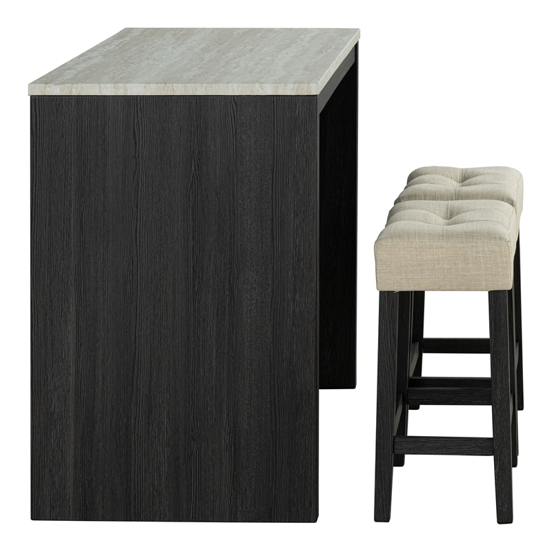 Furniture of America Isgan Wood 3-Piece Counter Dining Table Set in Black