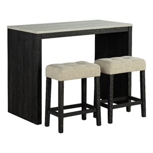 Furniture of America Isgan Wood 3-Piece Counter Dining Table Set in Black