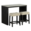 Furniture of America Isgan Wood 3-Piece Counter Dining Table Set in Black