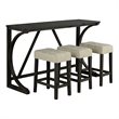Furniture of America Idola Wood 4-Piece Counter Dining Table Set in Brown