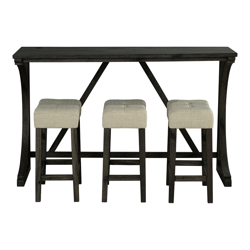 Furniture of America Idola Wood 4-Piece Counter Dining Table Set in Brown