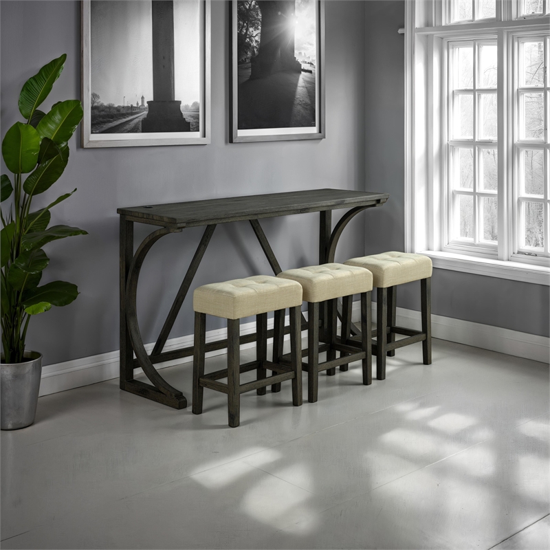 Furniture of America Idola Wood 4-Piece Counter Dining Table Set in Brown