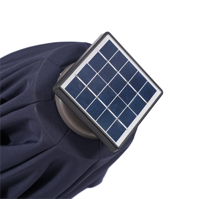 Furniture of America Vauren Fabric 10' Double Top Round Gray Umbrella with LED