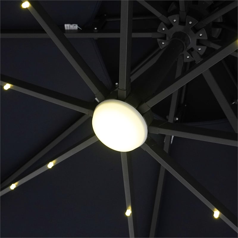 Furniture of America Vauren Fabric 10' Double Top Round Red Umbrella with LED