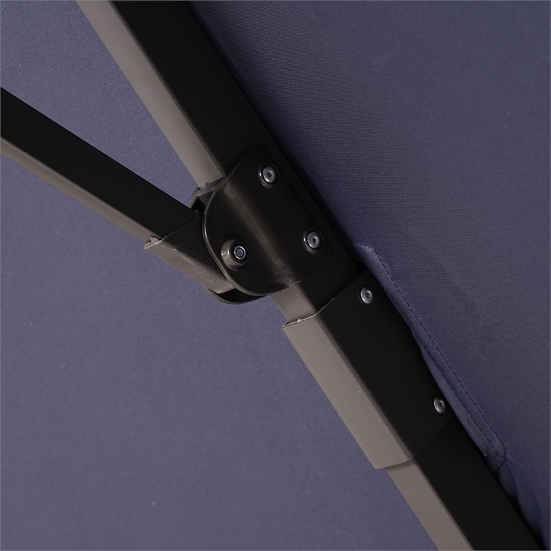 Furniture of America Vauren Fabric 10' Double Top Round Teal Umbrella with LED