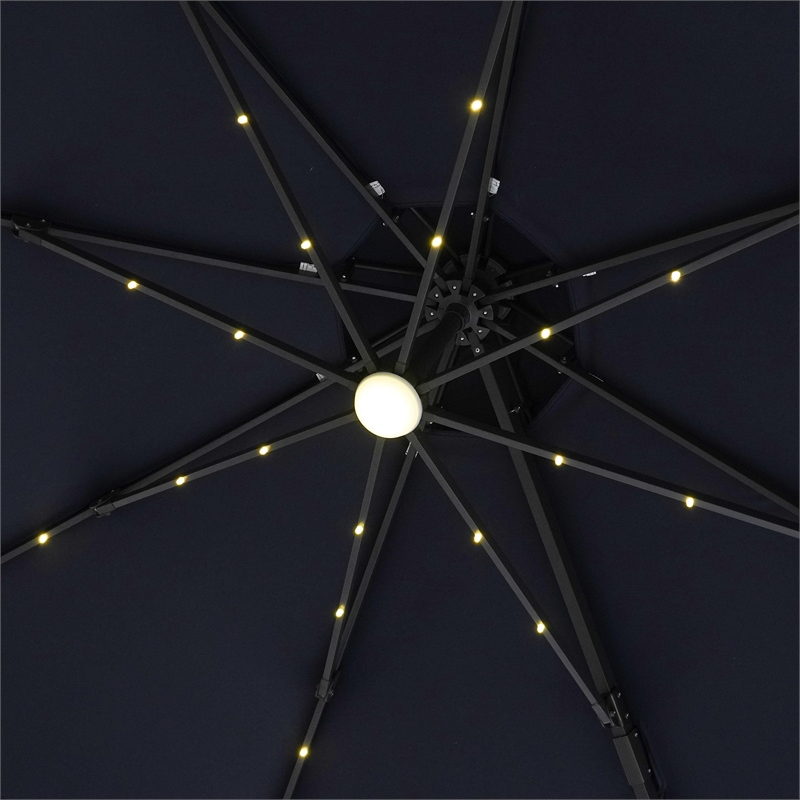 Furniture of America Vauren Fabric 10' Double Top Round Teal Umbrella with LED