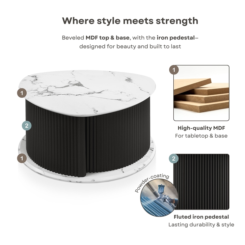 Furniture of America Elara Iron 2-Piece Coffee and End Table Set in Black