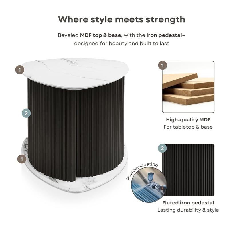 Furniture of America Elara Iron 2-Piece Coffee and End Table Set in Black