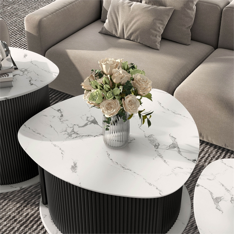 Furniture of America Elara Iron 3-Piece Coffee Table and End Table Set in Black