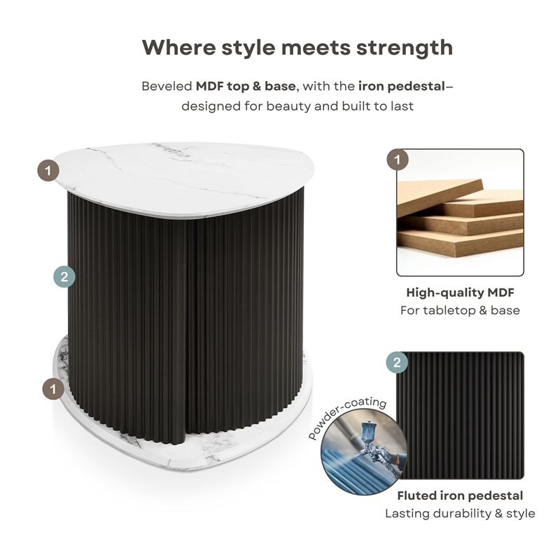 Furniture of America Elara Iron 3-Piece Coffee Table and End Table Set in Black