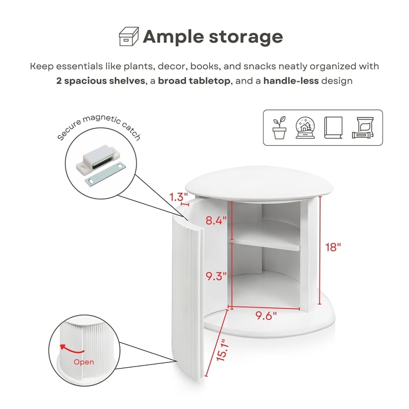 Furniture of America Elara Wood 2-Piece End Table Set in White