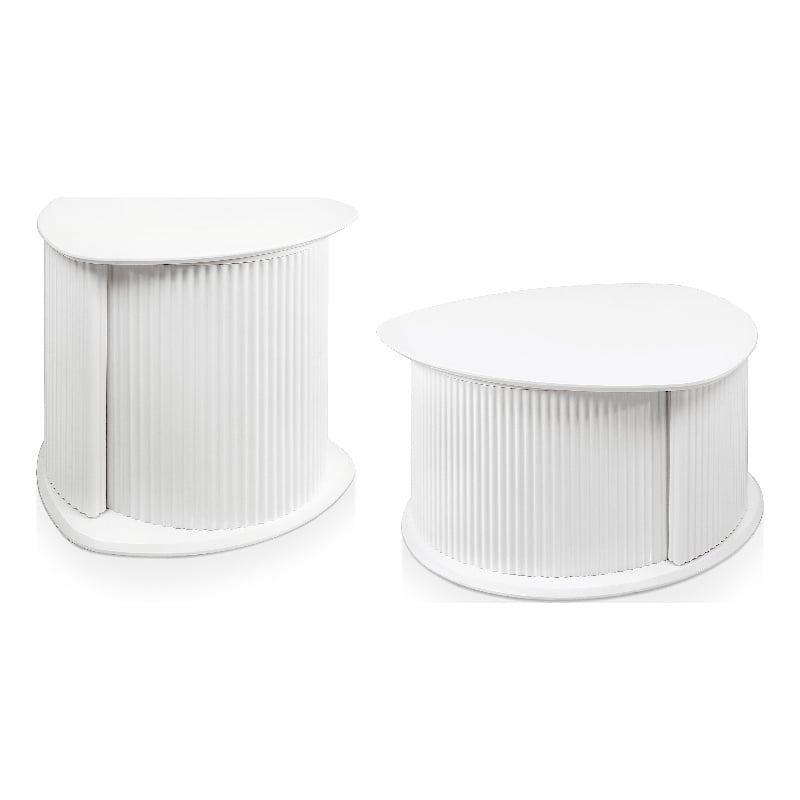 Furniture of America Elara Wood 2-Piece Coffee Table and End Table Set in White