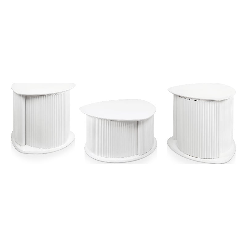 Furniture of America Elara Wood 3-Piece Coffee Table and End Table Set in White
