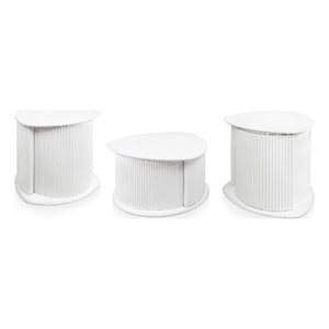 Furniture of America Elara Wood 3-Piece Coffee Table and End Table Set in White