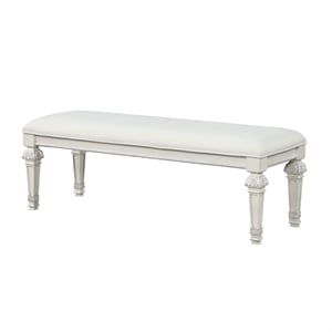 Furniture of America Gelbero Wood Padded Bedroom Bench in White