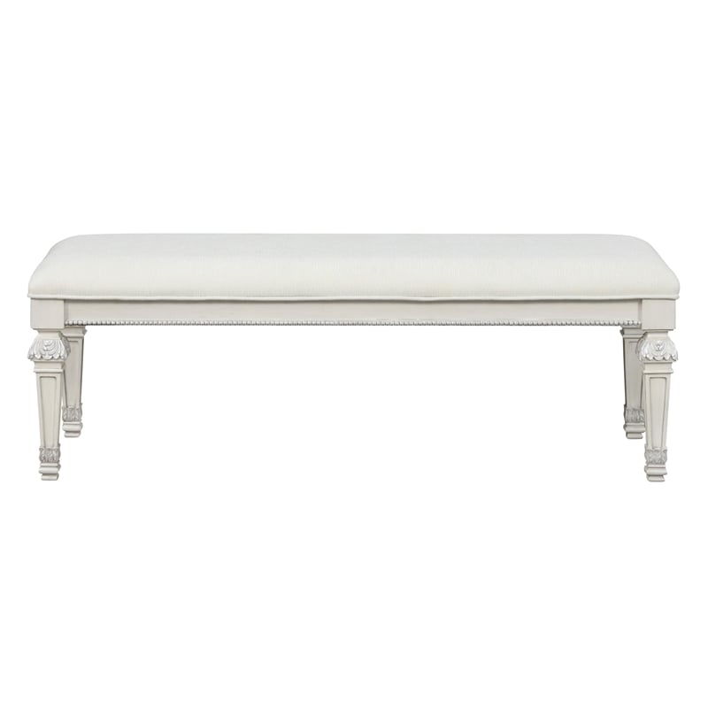 Furniture of America Gelbero Wood Padded Bedroom Bench in White