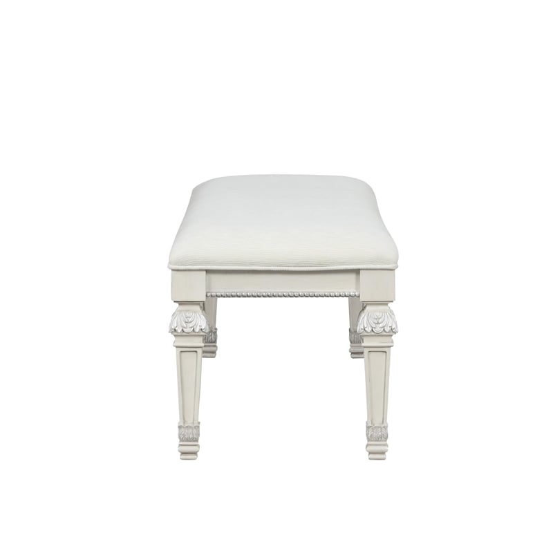 Furniture of America Gelbero Wood Padded Bedroom Bench in White