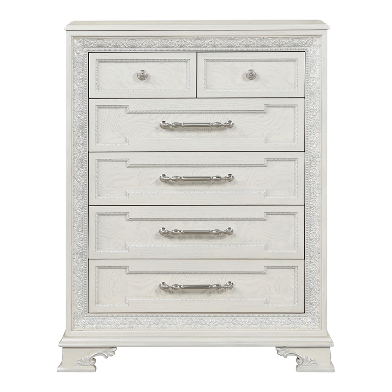 Furniture of America Gelbero Wood Dovetail 6-Drawer Chest in White