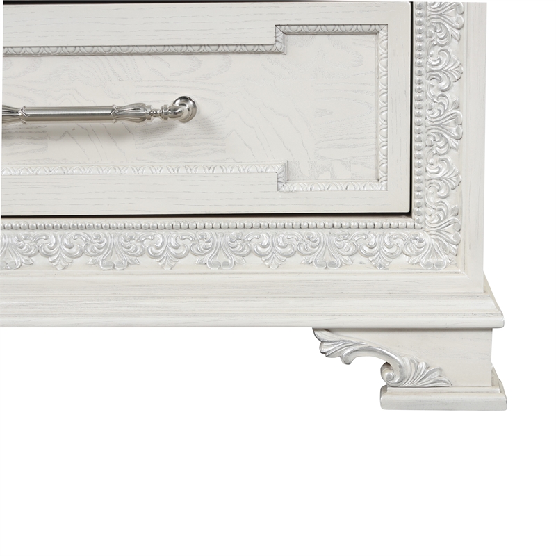Furniture of America Gelbero Wood Dovetail 7-Drawer Dresser with Mirror in White