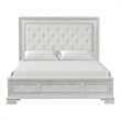 Furniture of America Gelbero White Wood King Bed with Upholstered Headboard