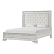 Furniture of America Gelbero White Wood King Bed with Upholstered Headboard