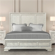Furniture of America Gelbero Wood Panel Ornate Accent King Bed in White