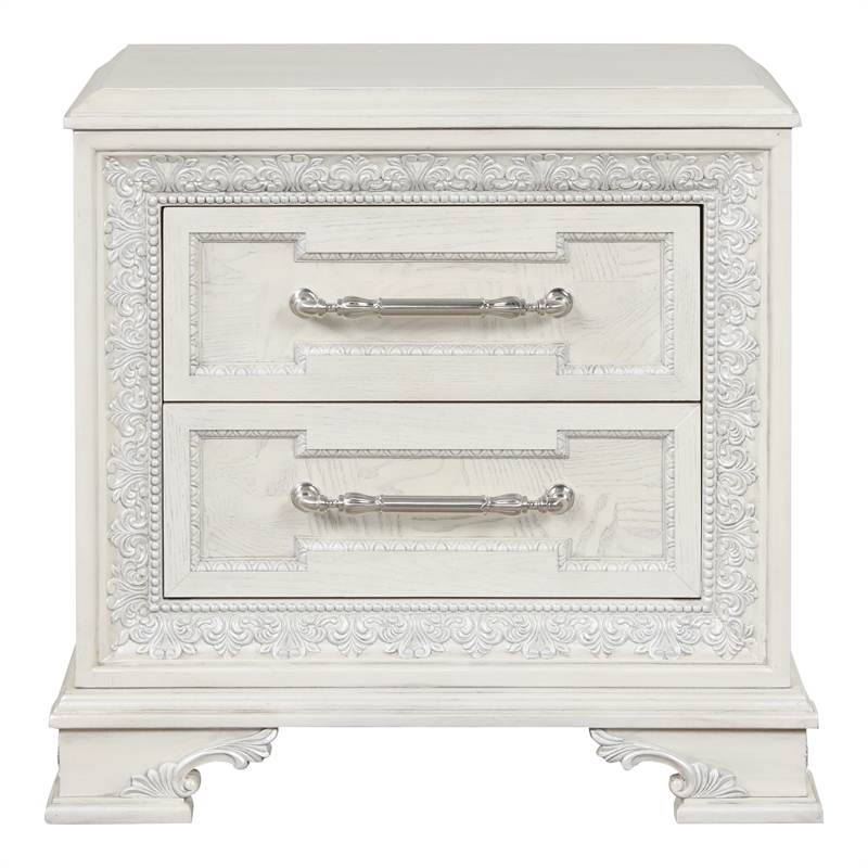 Furniture of America Gelbero White Wood Dovetail 2-Drawer Nightstand with USBs