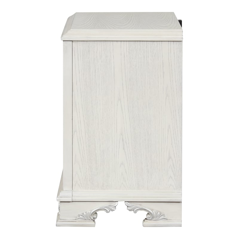 Furniture of America Gelbero White Wood Dovetail 2-Drawer Nightstand with USBs