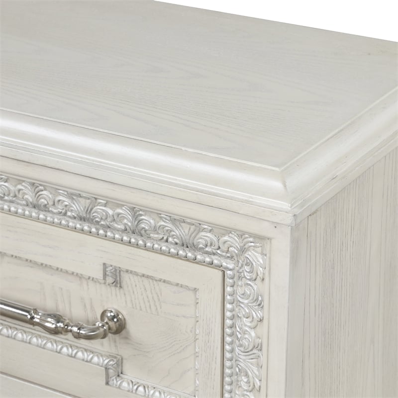 Furniture of America Gelbero White Wood Dovetail 2-Drawer Nightstand with USBs