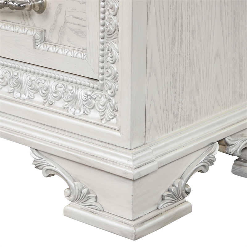 Furniture of America Gelbero White Wood Dovetail 2-Drawer Nightstand with USBs