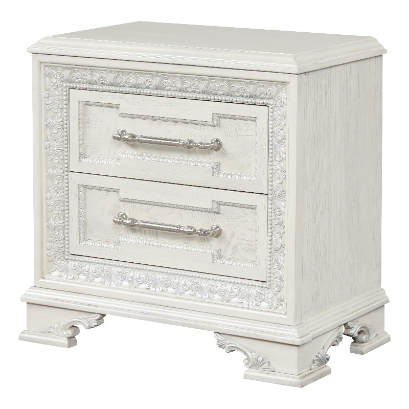 Furniture of America Gelbero White Wood Dovetail 2-Drawer Nightstand with USBs
