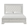 Furniture of America Gelbero White Wood Queen Bed Upholstered Headboard